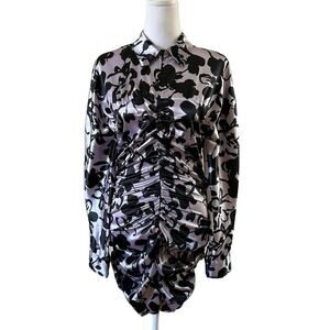 Zara The Dita Long Sleeves Dress Lilac & Black Size M NWT